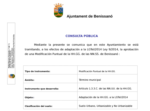 Consulta Pública de la Modificación Puntual ANTENAS